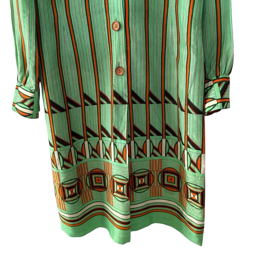 Vintage Celine Lambert Green and Brown Long Sleeve Dress - Picture 4 of 14